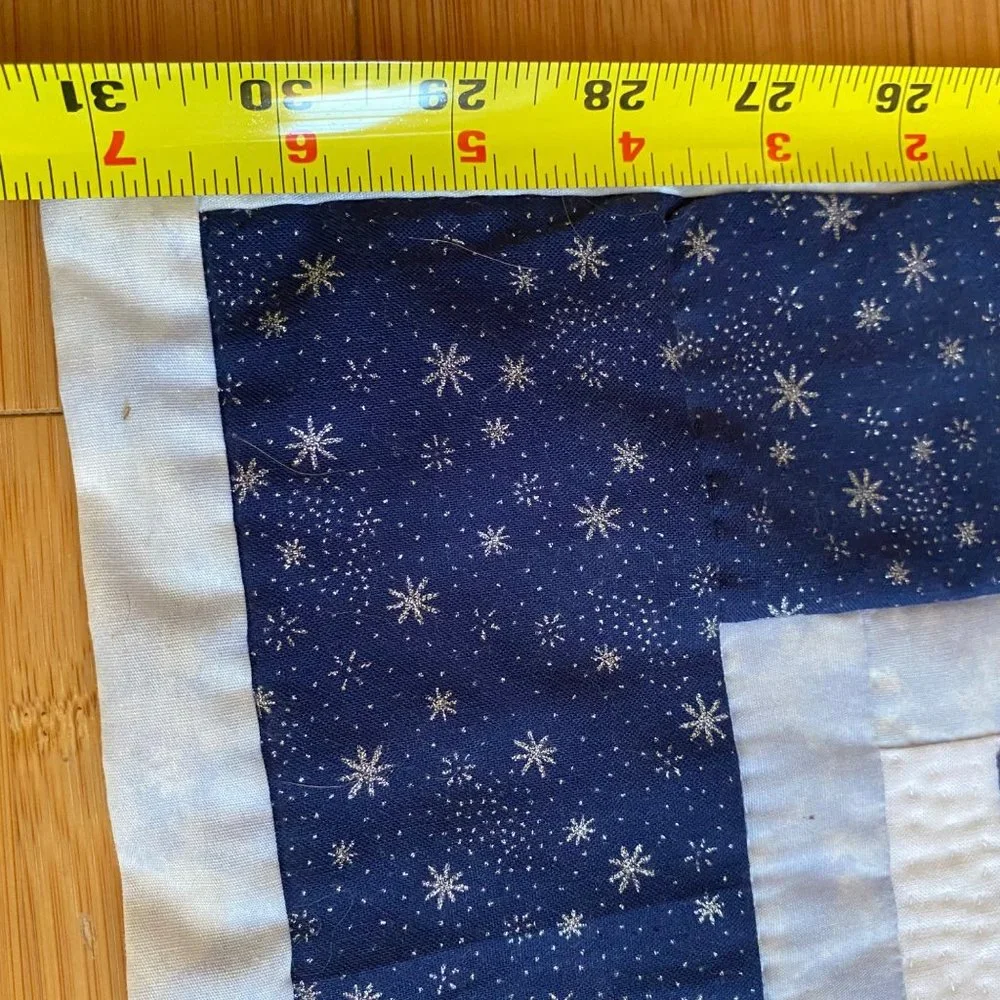 Lighthouse machine embroidered quilt winter snow Blue‎ Christmas decor wall art